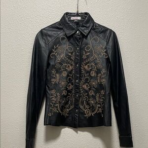 vintage New Frontier embroidered leather jacket